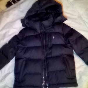Polo by Ralph Lauren Boys Hooded Puffer Coat Navy Blue Size 7